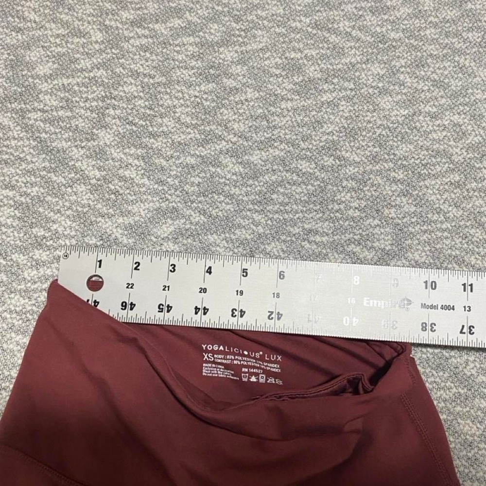 Yogalicious Lux burgundy polyester & spandex leggings size XS. SKU-A766 - Picture 6 of 8
